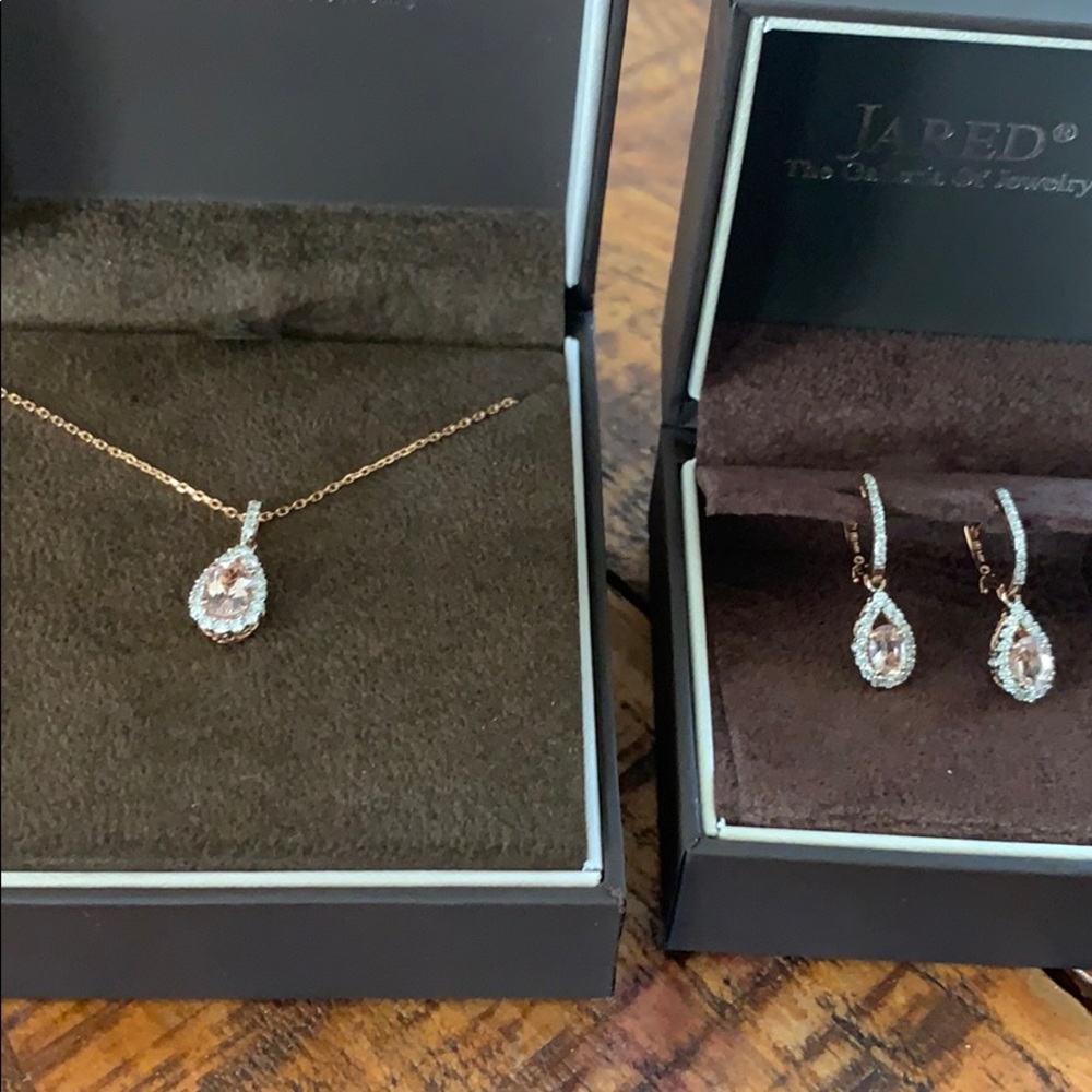 Rose Gold & Diamond Necklace/Earring Set by Jared